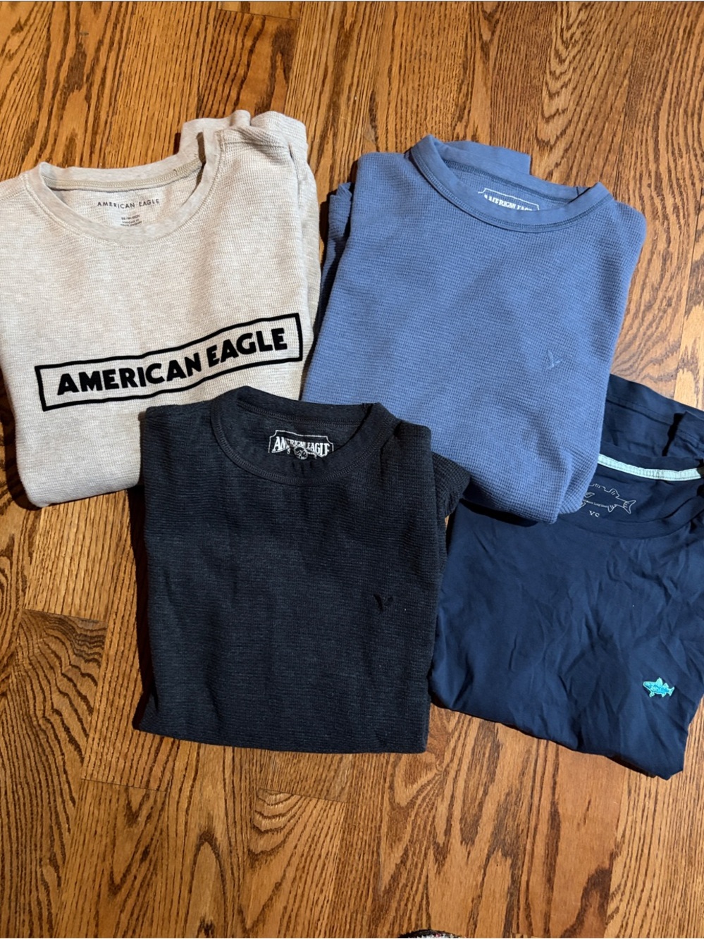 Lot of 4 XS, 3 American Eagle waffle/henley and Saltwater short sleeve Tee